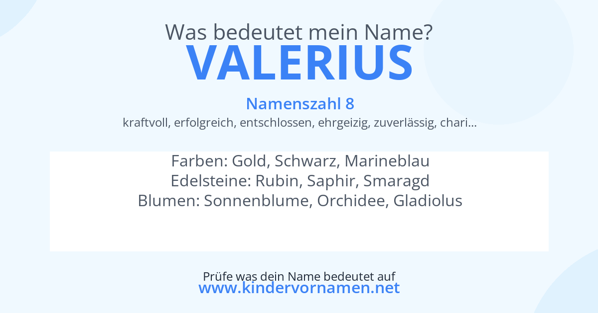 Was bedeutet der Name Valerius?