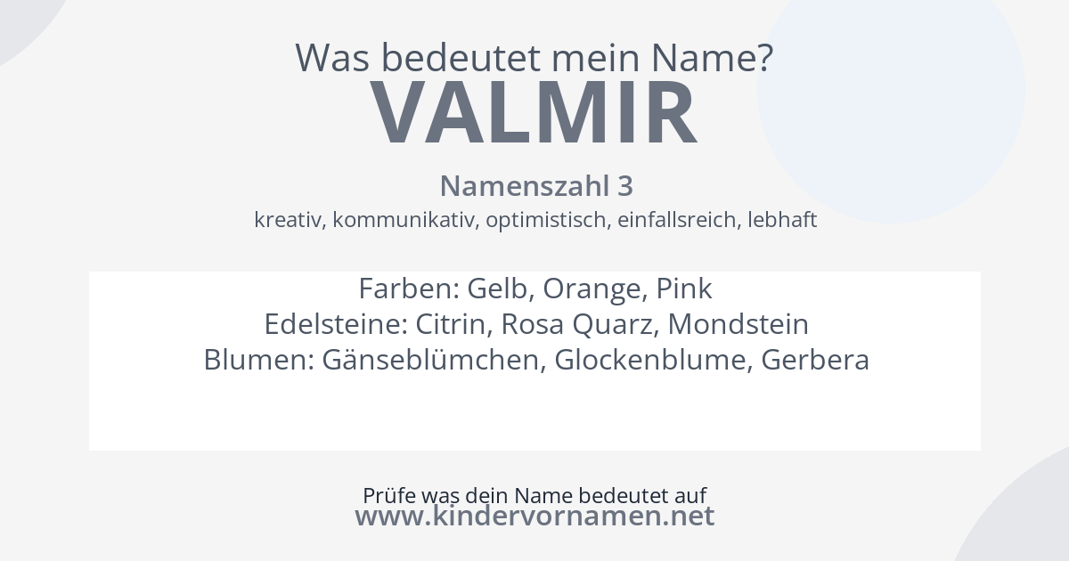 Was bedeutet der Name Valmir?