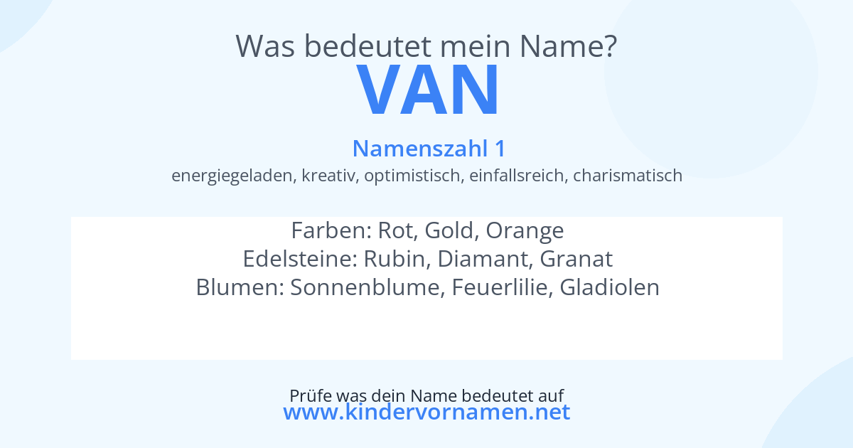 Was bedeutet der Name Van?
