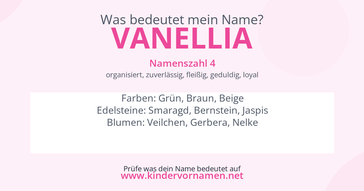 Was bedeutet der Name Vanellia?