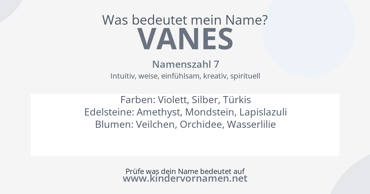 Was bedeutet der Name Vanes?