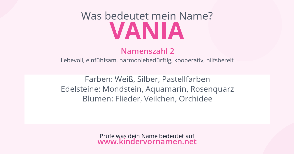 Was bedeutet der Name Vania?