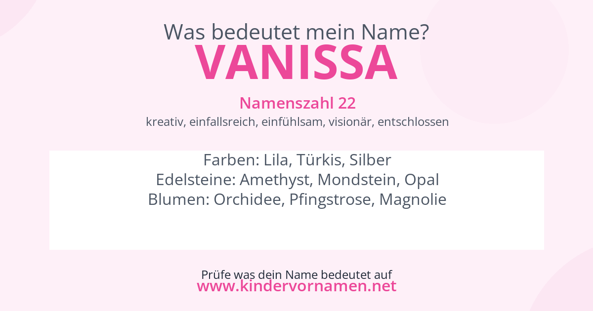Was bedeutet der Name Vanissa?