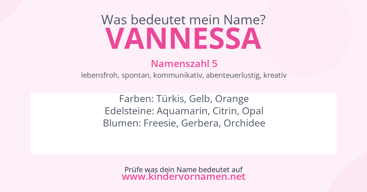 Was bedeutet der Name Vannessa?