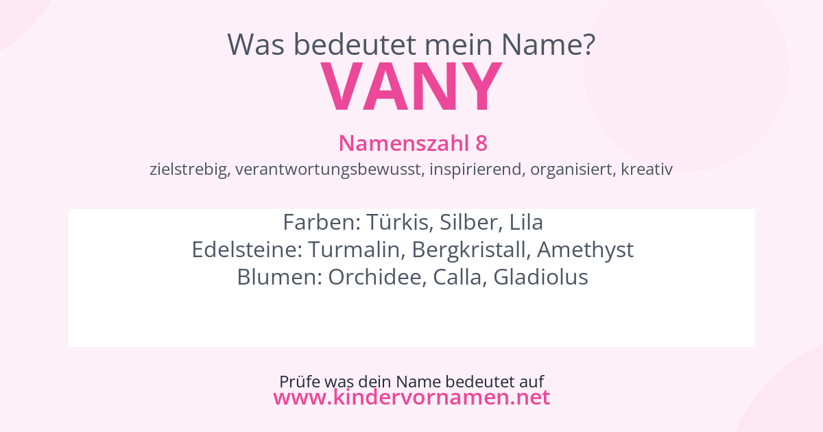 Was bedeutet der Name Vany?
