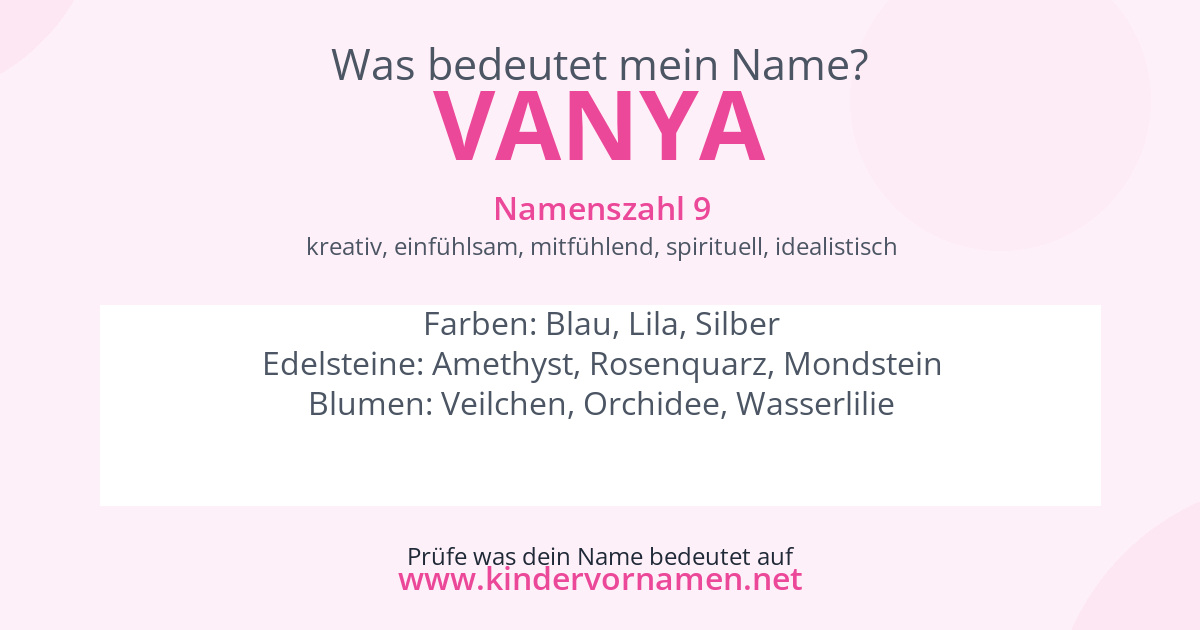 Was bedeutet der Name Vanya?