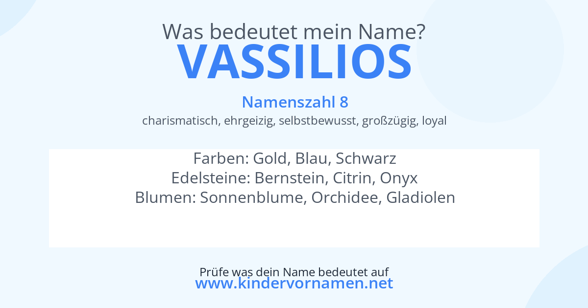 Was bedeutet der Name Vassilios?