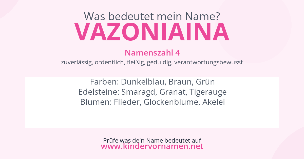 Was bedeutet der Name Vazoniaina?