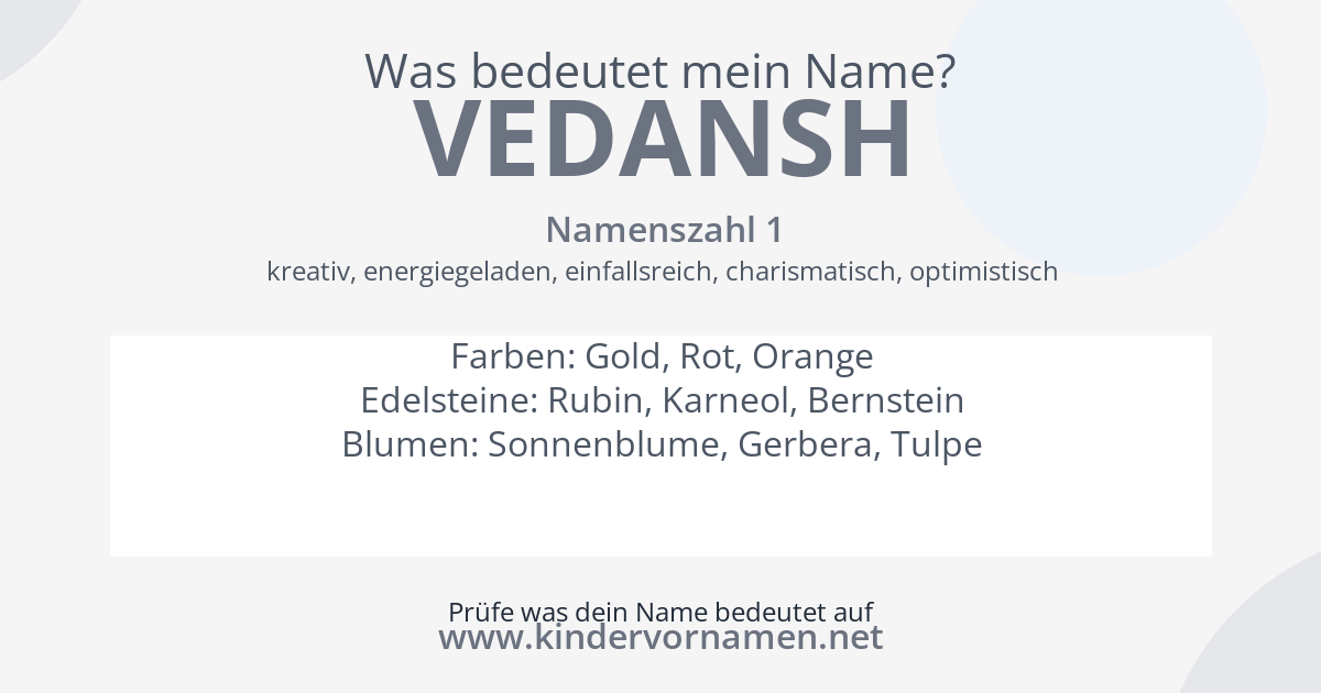 Was bedeutet der Name Vedansh?