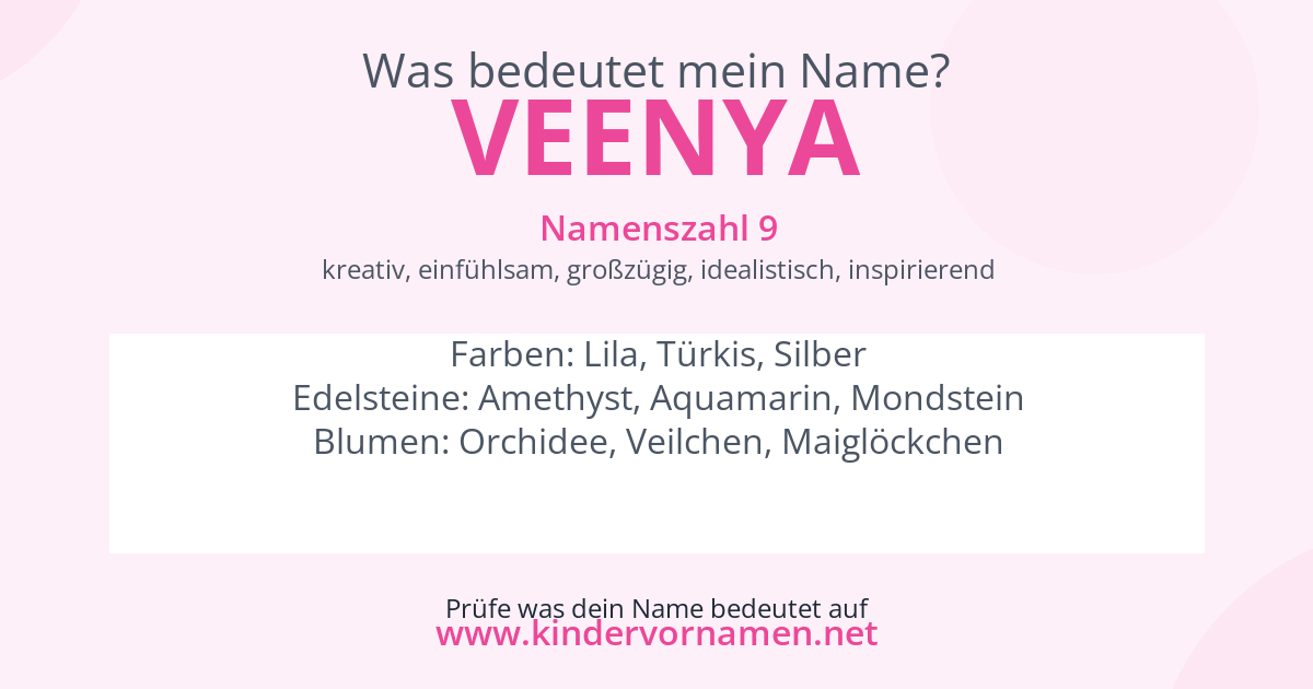 Was bedeutet der Name Veenya?