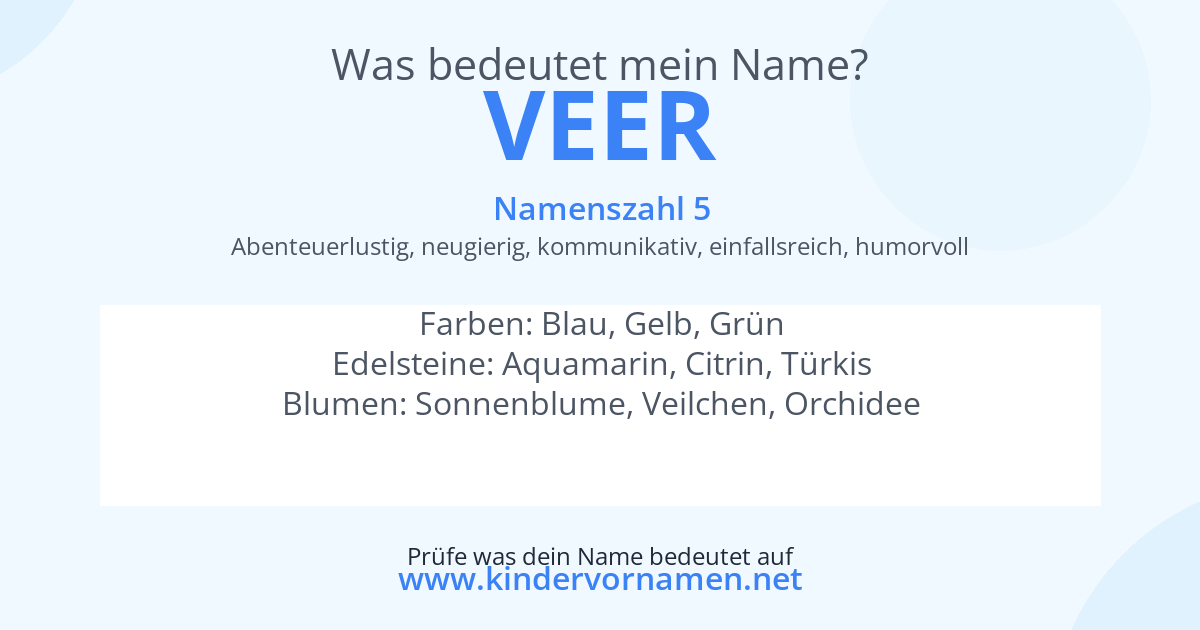 Was bedeutet der Name Veer?