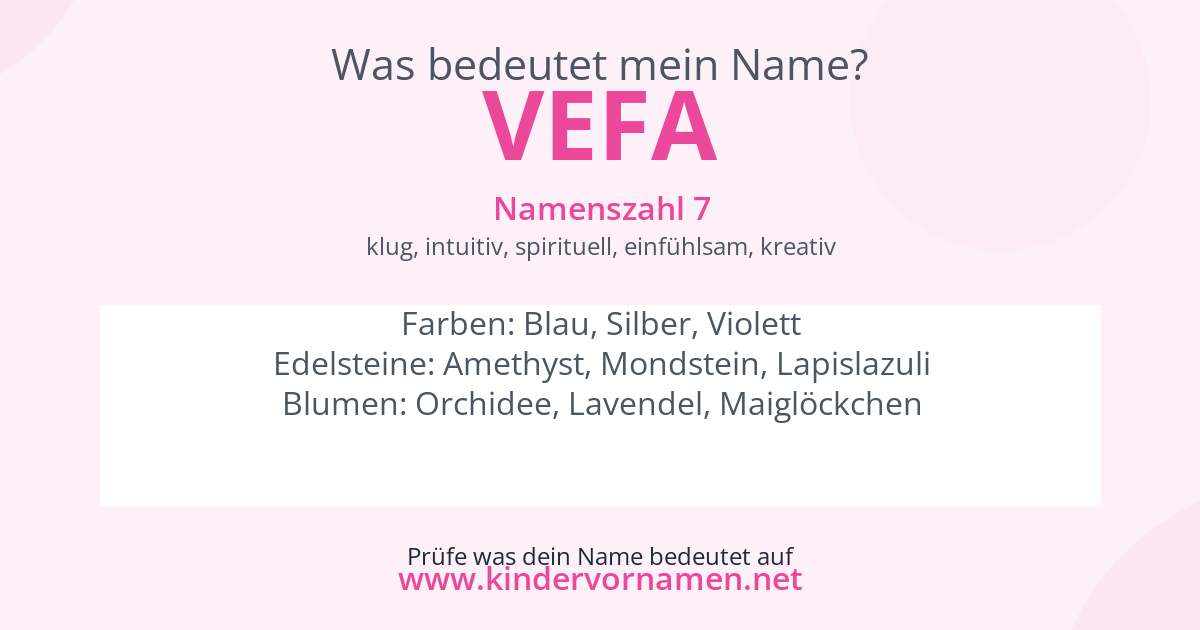 Was bedeutet der Name Vefa?