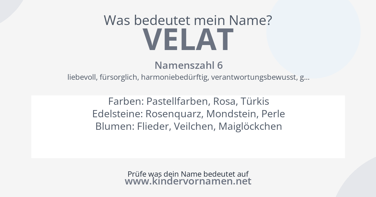 Was bedeutet der Name Velat?