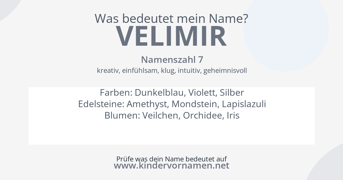 Was bedeutet der Name Velimir?