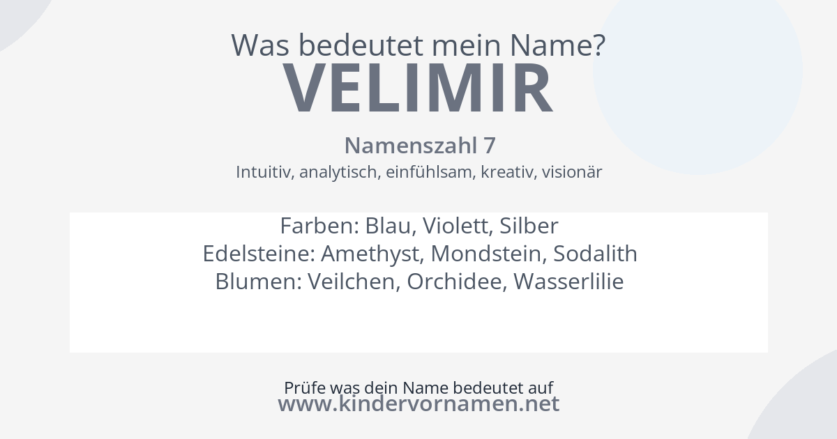 Was bedeutet der Name Velimir?