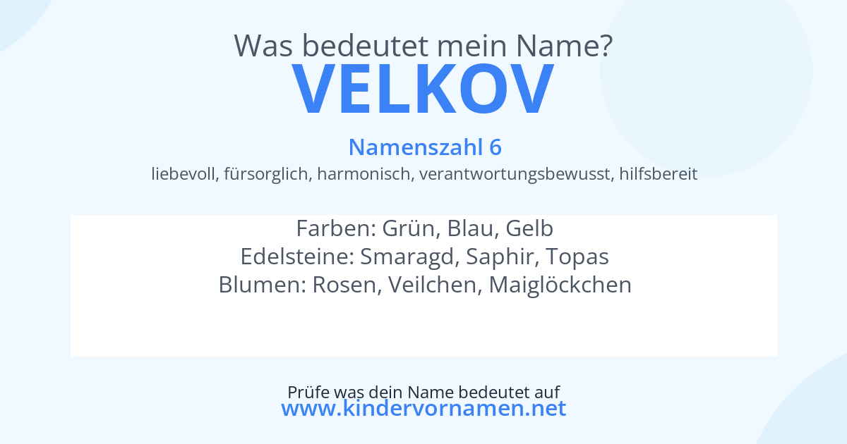 Was bedeutet der Name Velkov?