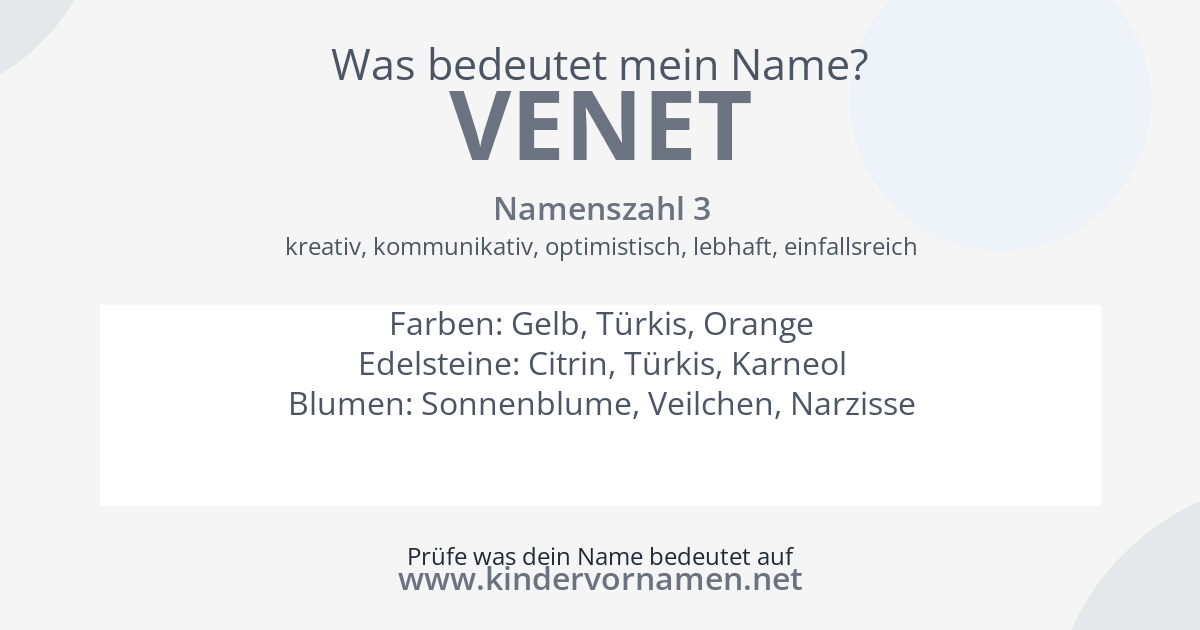 Was bedeutet der Name Venet?
