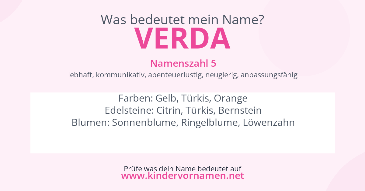 Was bedeutet der Name Verda?