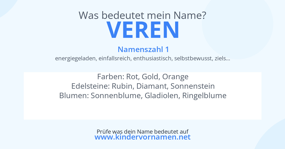 Was bedeutet der Name Veren?