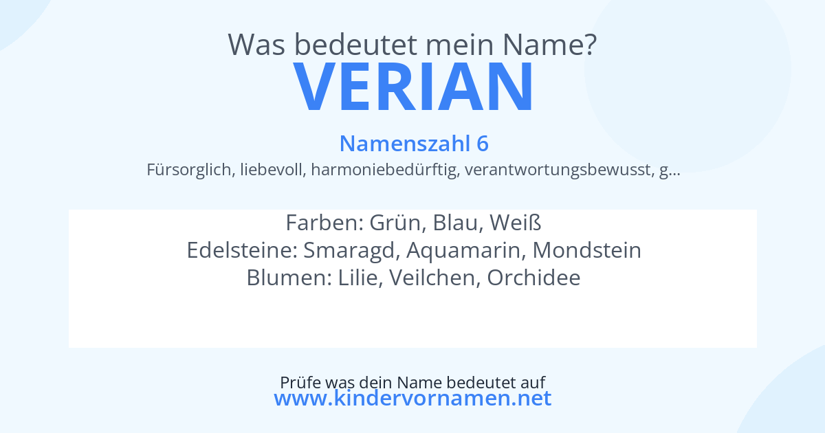 Was bedeutet der Name Verian?