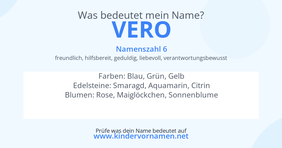 Was bedeutet der Name Vero?