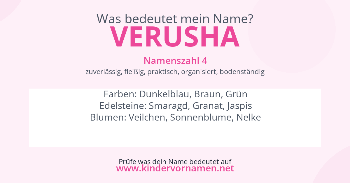Was bedeutet der Name Verusha?