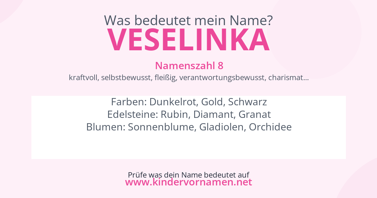 Was bedeutet der Name Veselinka?