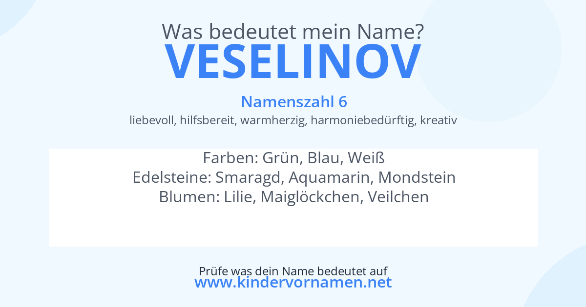 Was bedeutet der Name Veselinov?