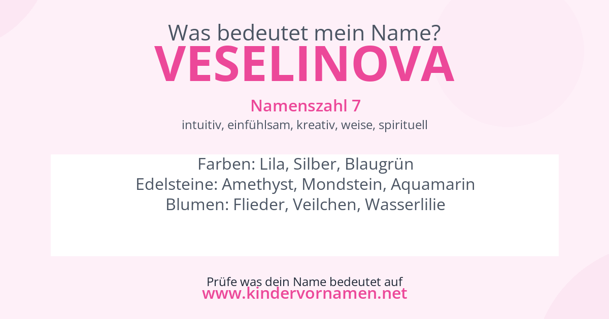 Was bedeutet der Name Veselinova?