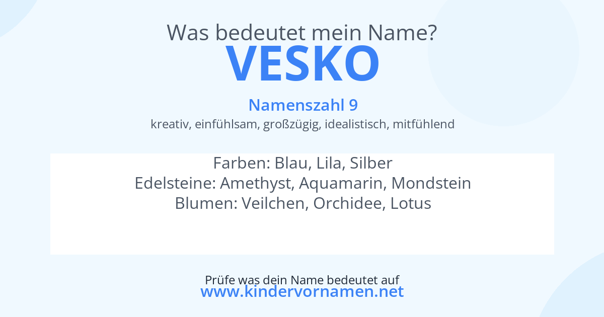 Was bedeutet der Name Vesko?