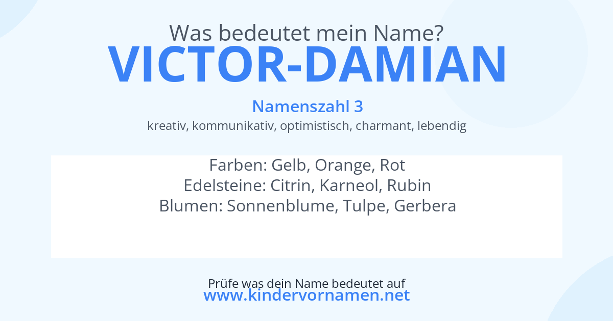 Was bedeutet der Name Victor-Damian?
