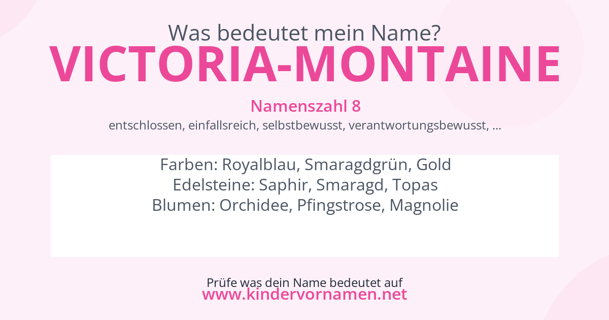 Was bedeutet der Name Victoria-Montaine?