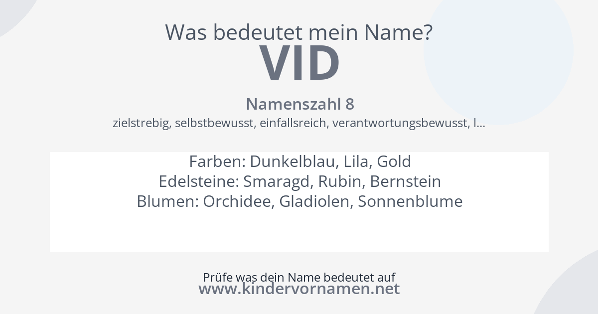 Was bedeutet der Name Vid?