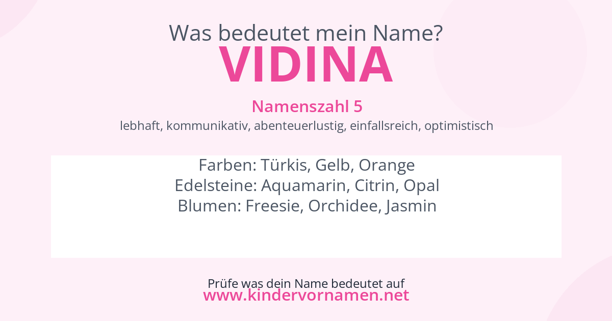 Was bedeutet der Name Vidina?