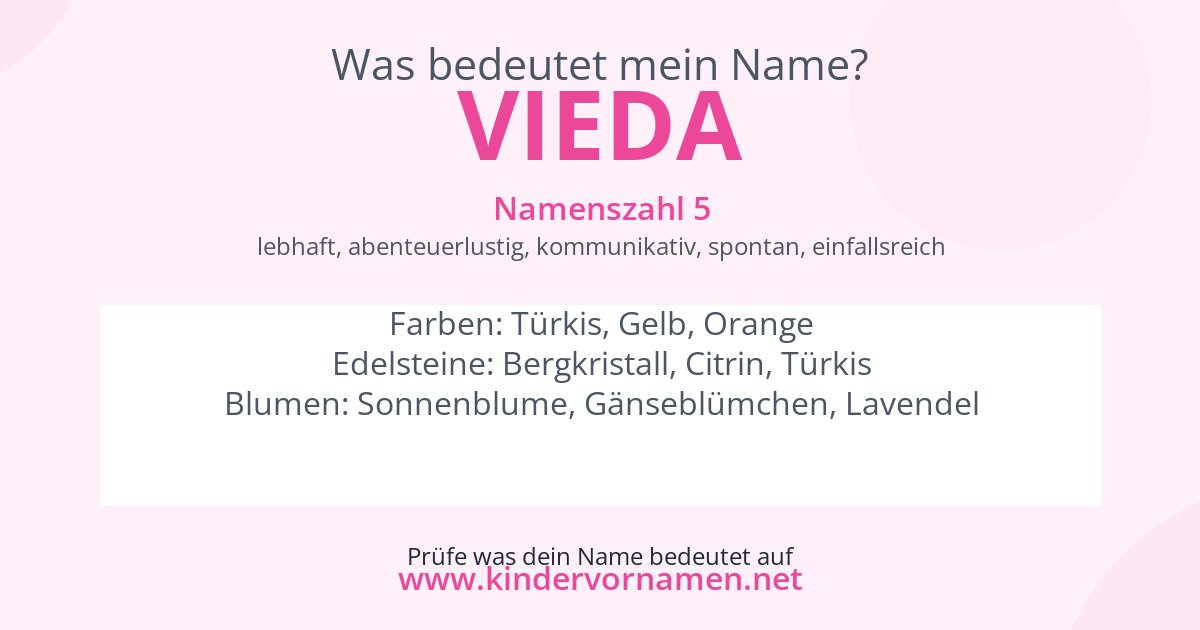 Was bedeutet der Name Vieda?