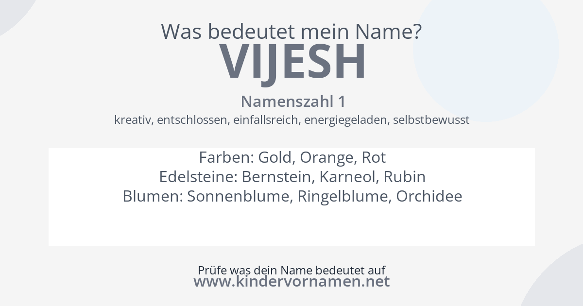 Was bedeutet der Name Vijesh?