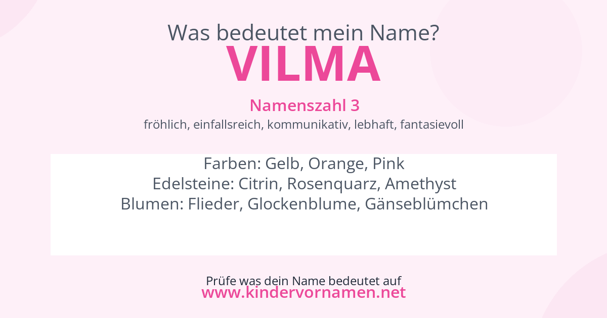 Was bedeutet der Name Vilma?