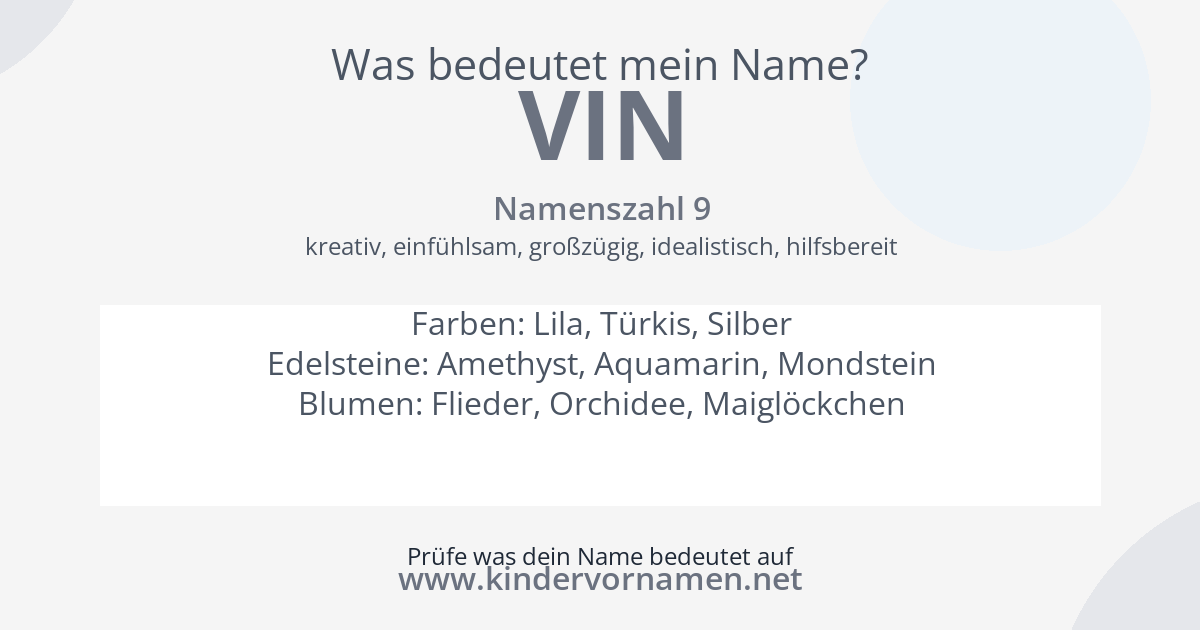 Was bedeutet der Name Vin?