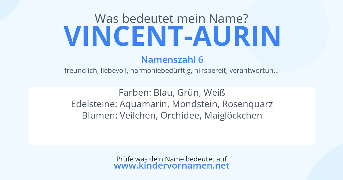 Was bedeutet der Name Vincent-Aurin?