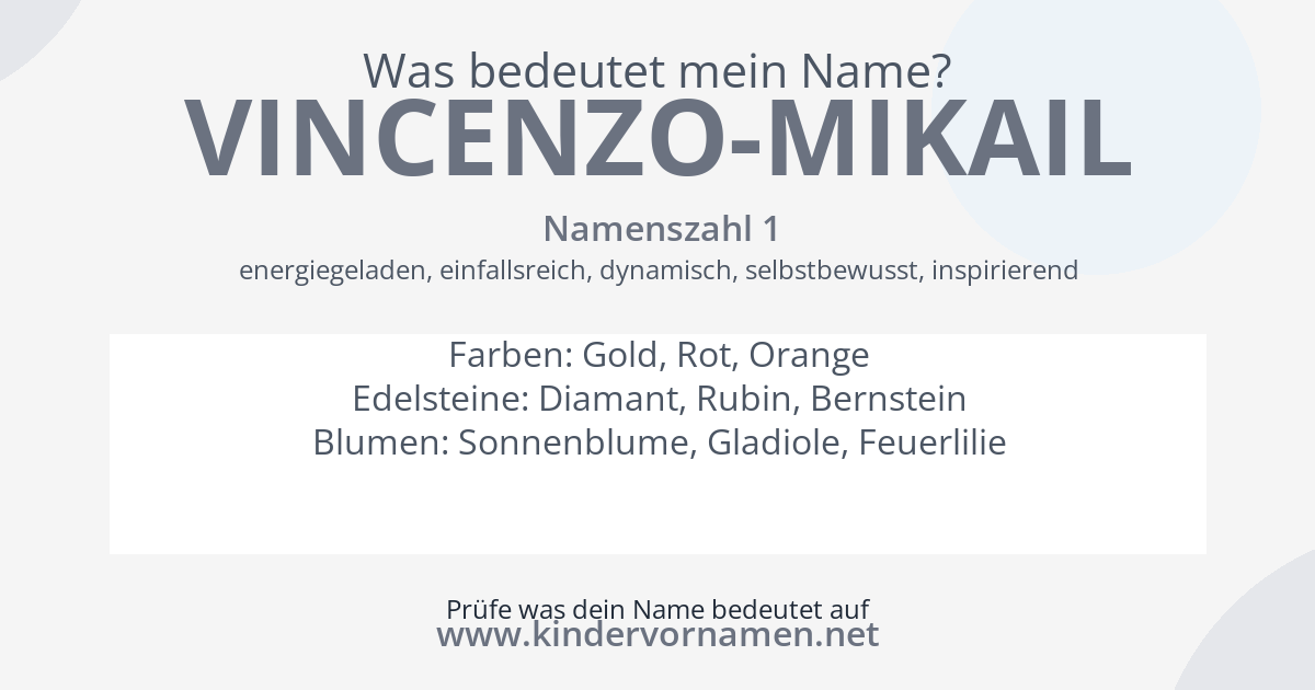 Was bedeutet der Name Vincenzo-Mikail?
