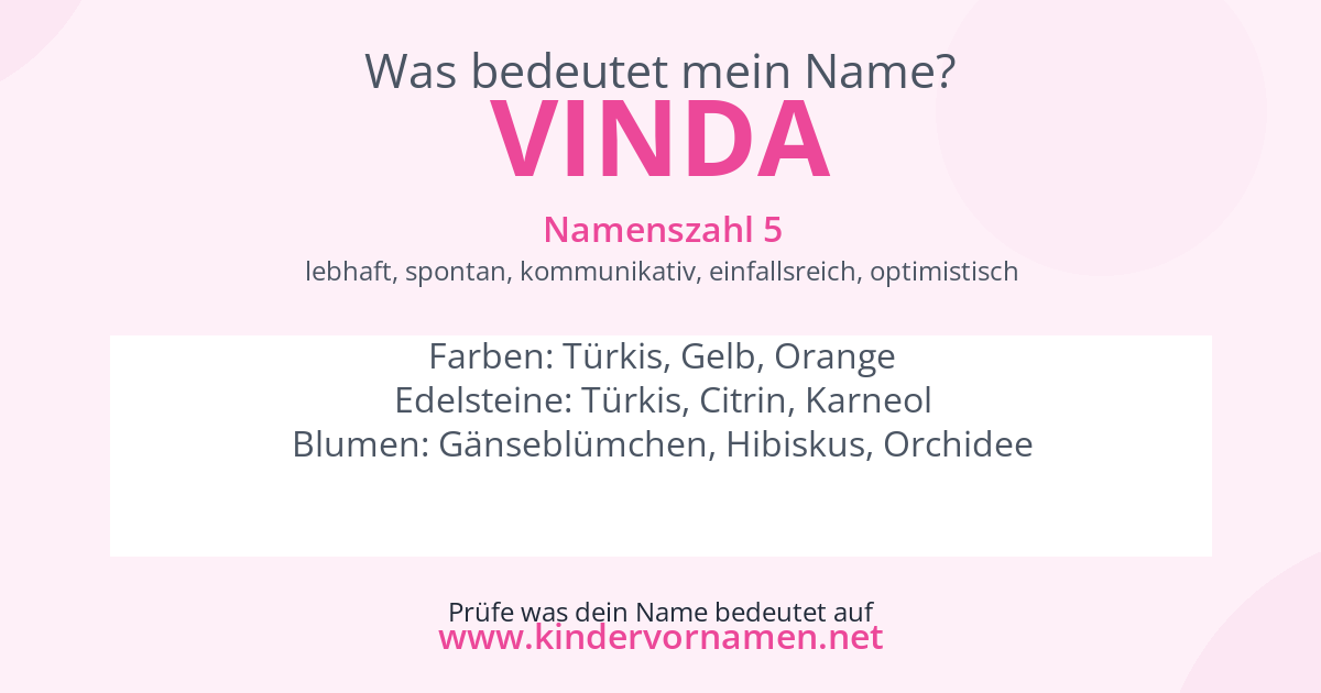 Was bedeutet der Name Vinda?