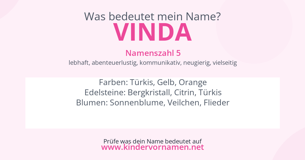 Was bedeutet der Name Vinda?