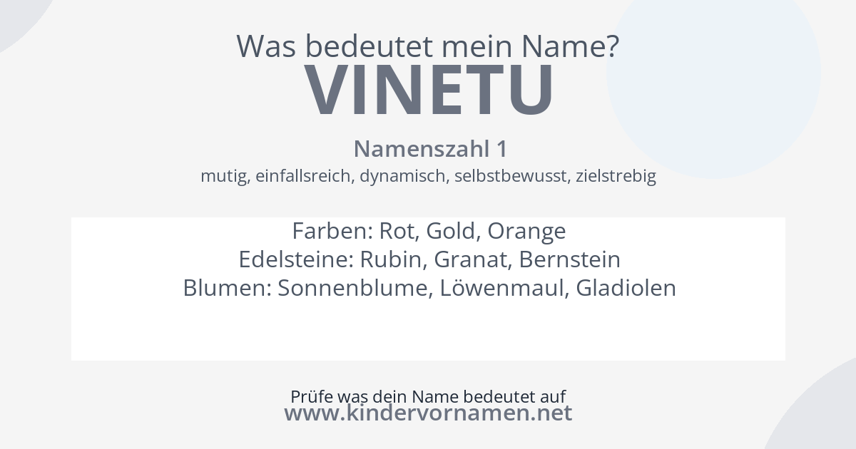Was bedeutet der Name Vinetu?