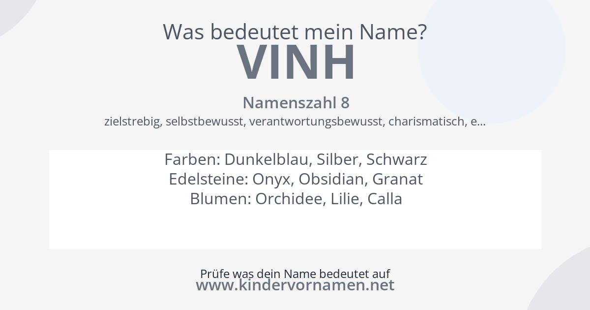 Was bedeutet der Name Vinh?