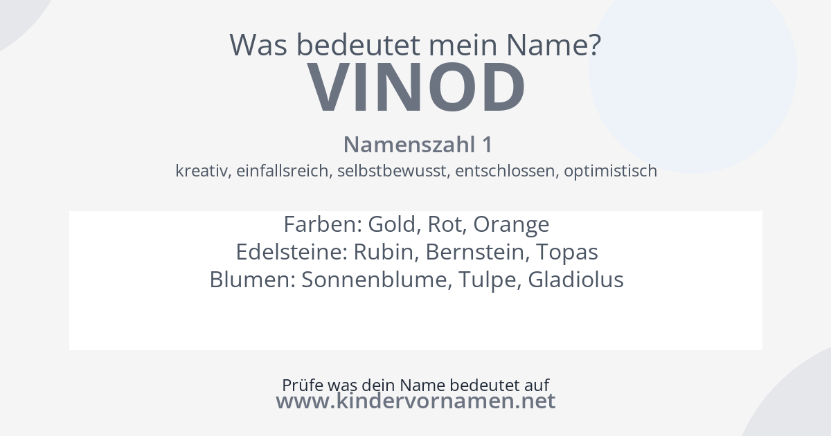 Was bedeutet der Name Vinod?