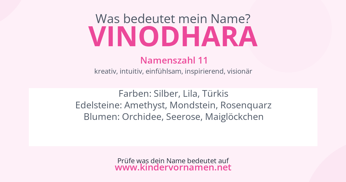 Was bedeutet der Name Vinodhara?