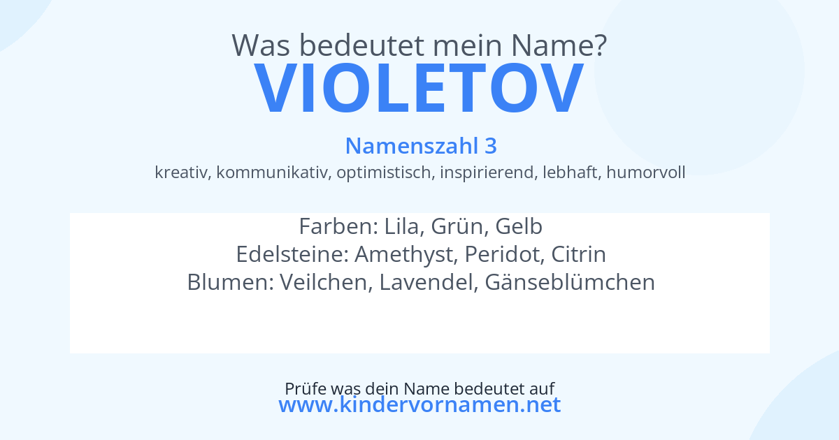Was bedeutet der Name Violetov?