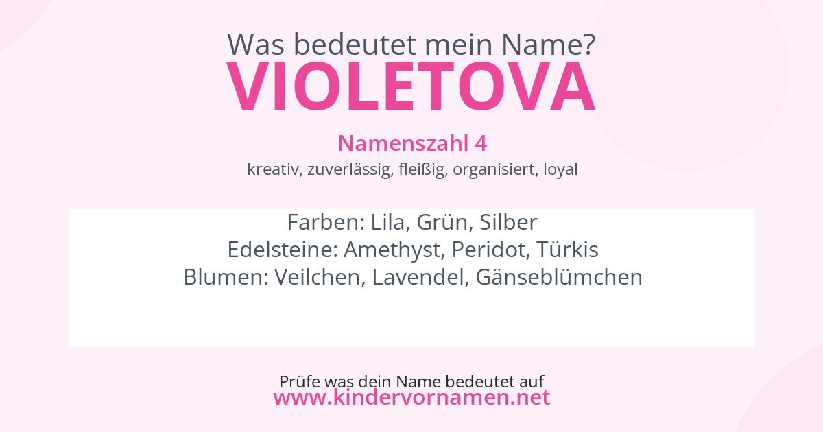 Was bedeutet der Name Violetova?
