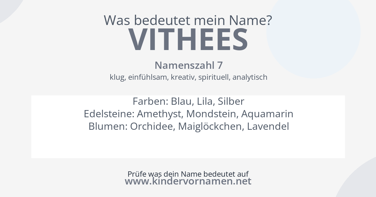 Was bedeutet der Name Vithees?