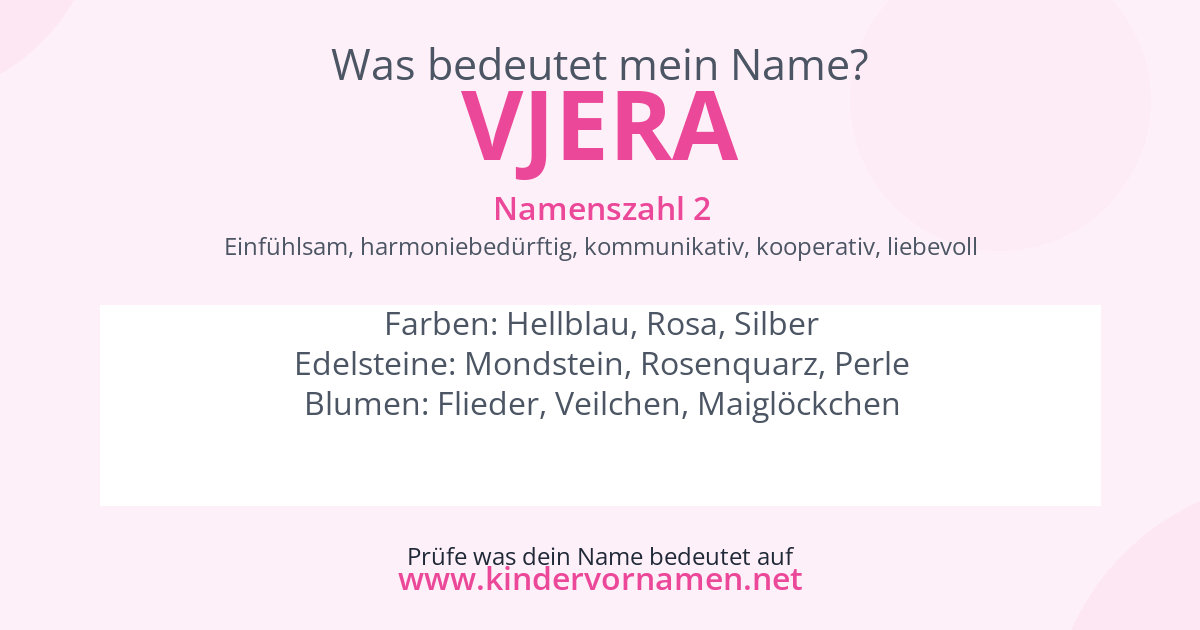 Was bedeutet der Name Vjera?